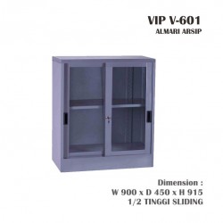 Lemari Arsip Kantor VIP SLIDING KACA 1/2 TINGGI V 601